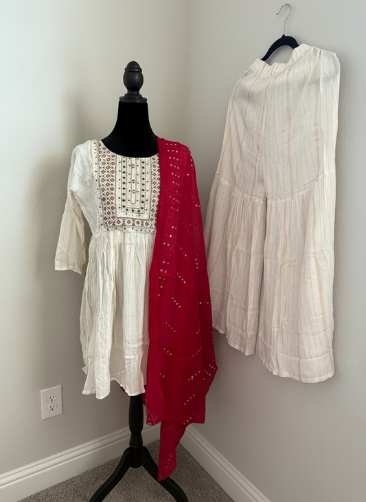 Half White Sharara Set – Elegant Party Wear (3-Piece Set)